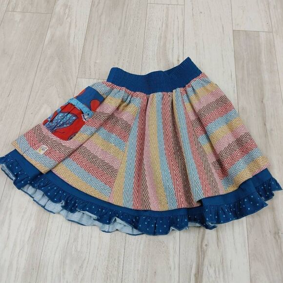 Other - Wild Flowers School Spirit Skirt Girls Size 6 Striped Polka Dot Ruffle Floral.